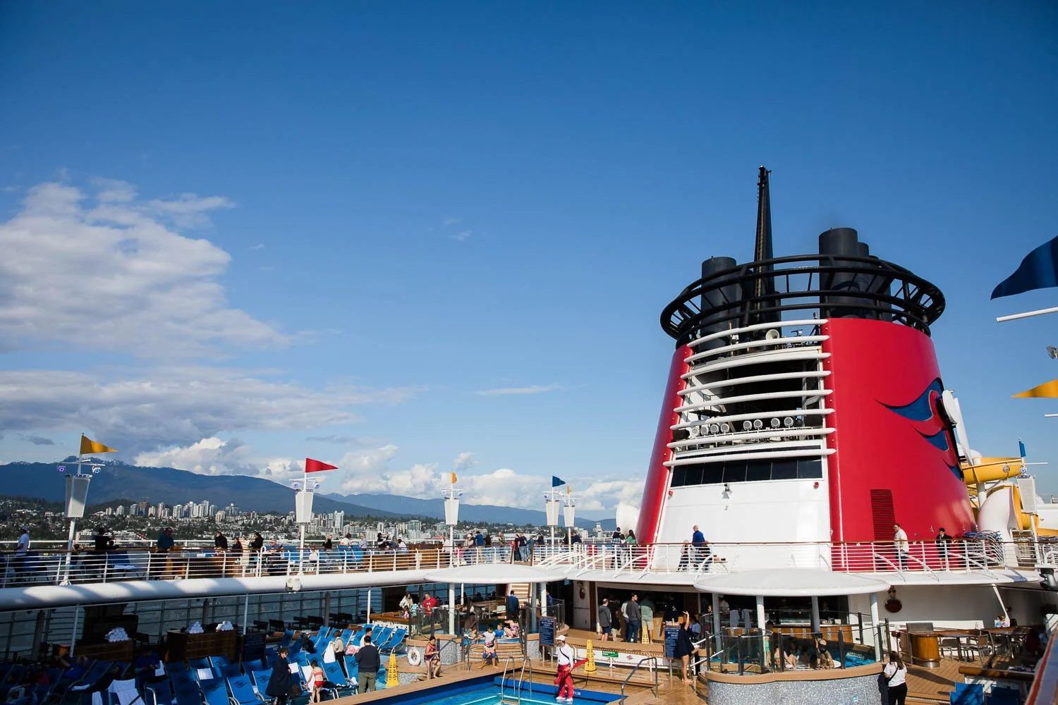 The Disney wonder as it sails away from Vancouver on it's trip north to Alaska.