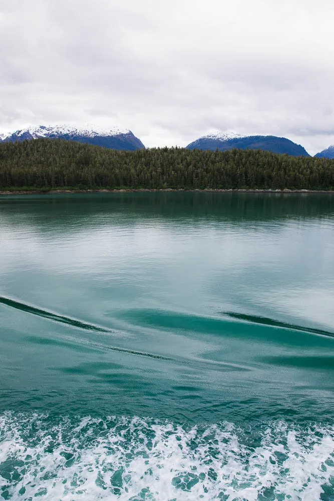 Crystal clear waters of Alaska as viewed from the fourth deck of the Disney Wonder.