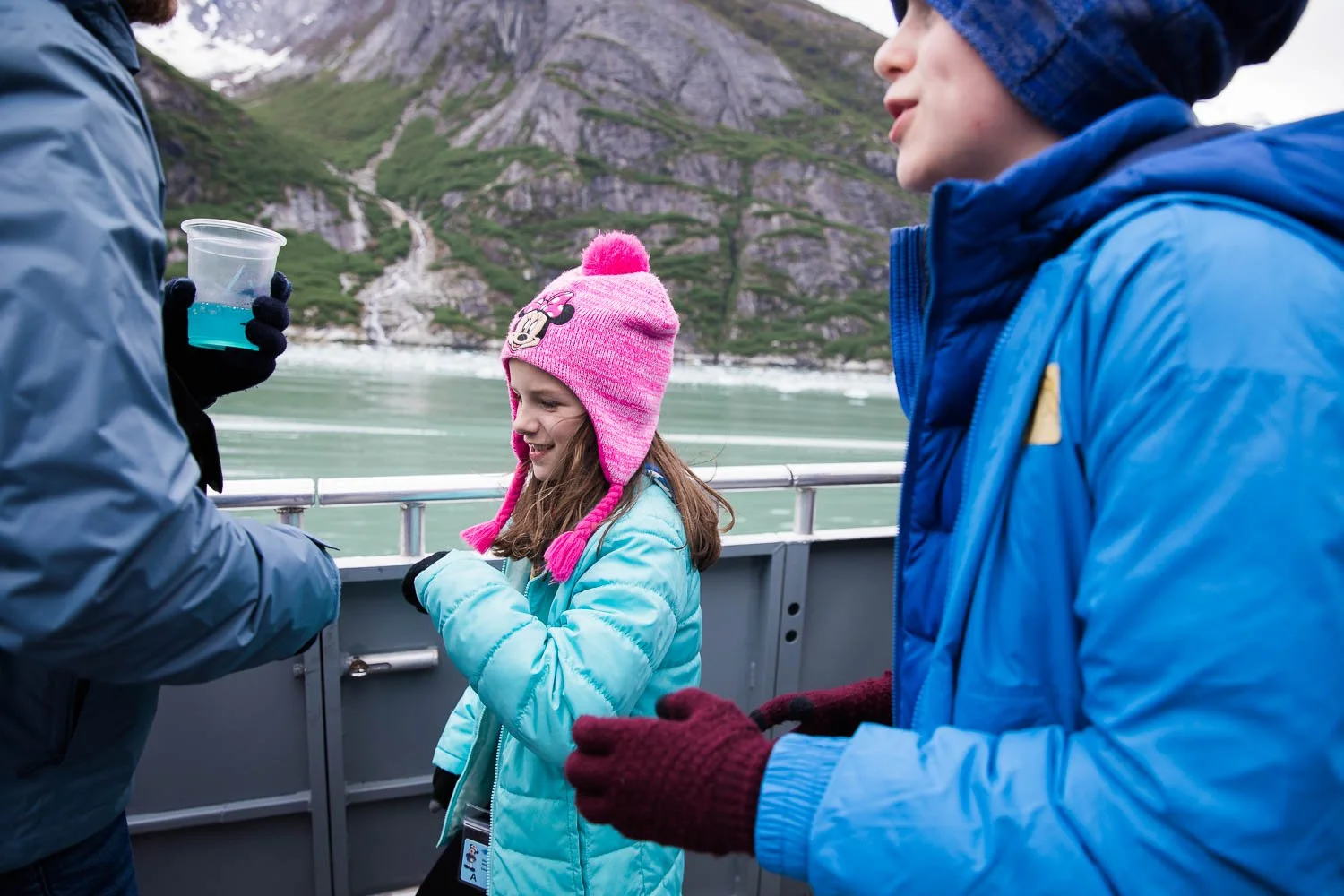Family enjoys boat excursion in Alaska.