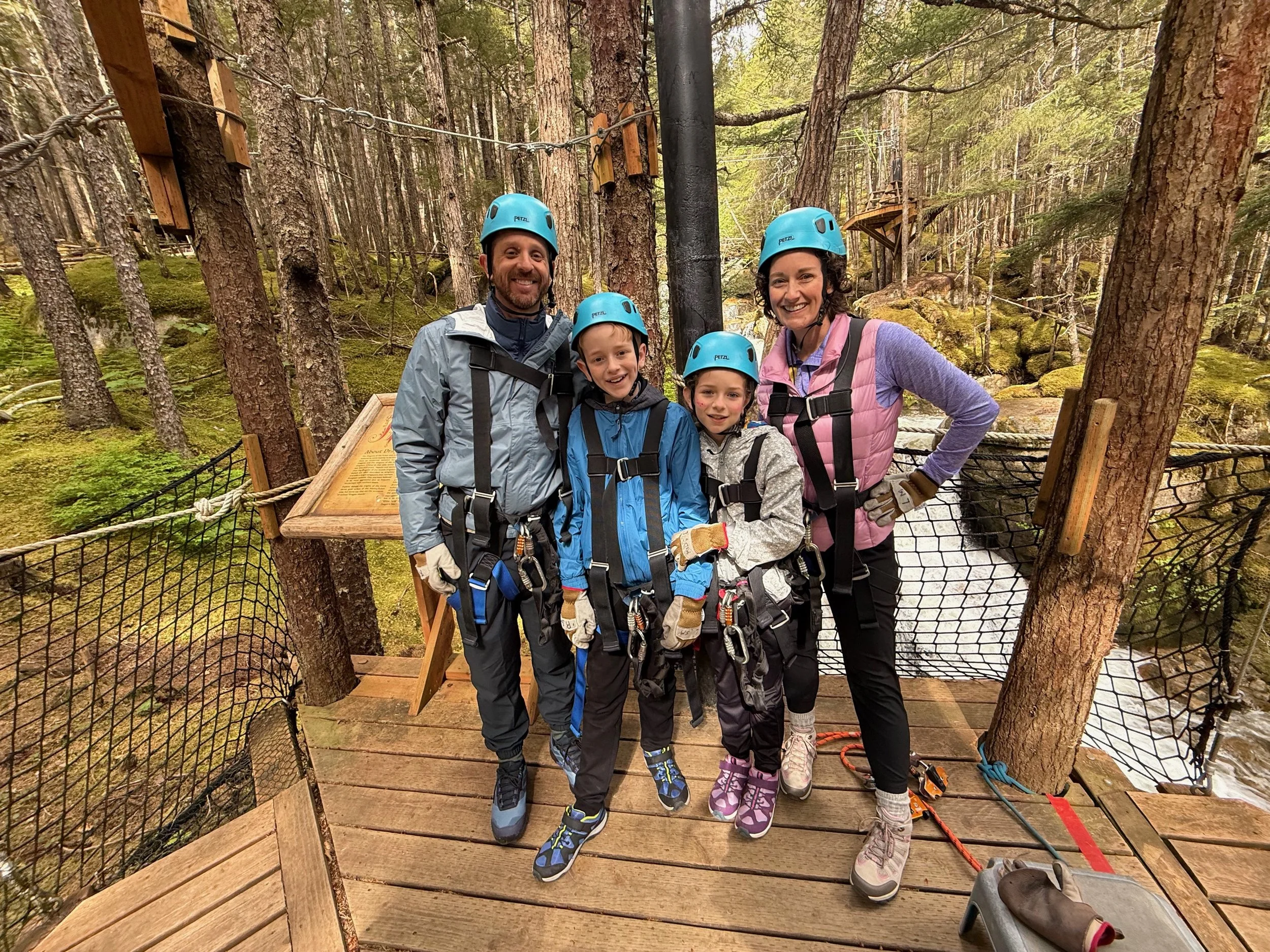 Family photo at Grizzly Falls in Skagway, Alaska.