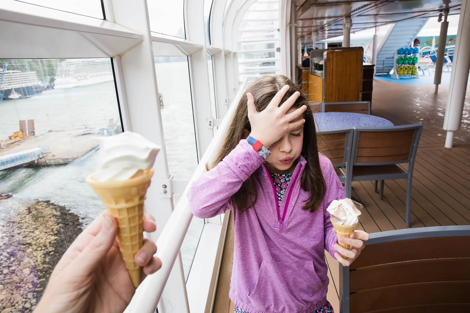 Brain freeze from too much ice cream on the Disney Wonder.