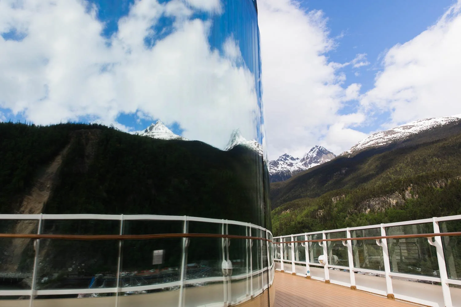 Reflections of Skagway, Alaska on the Disney Wonder cruise ship.