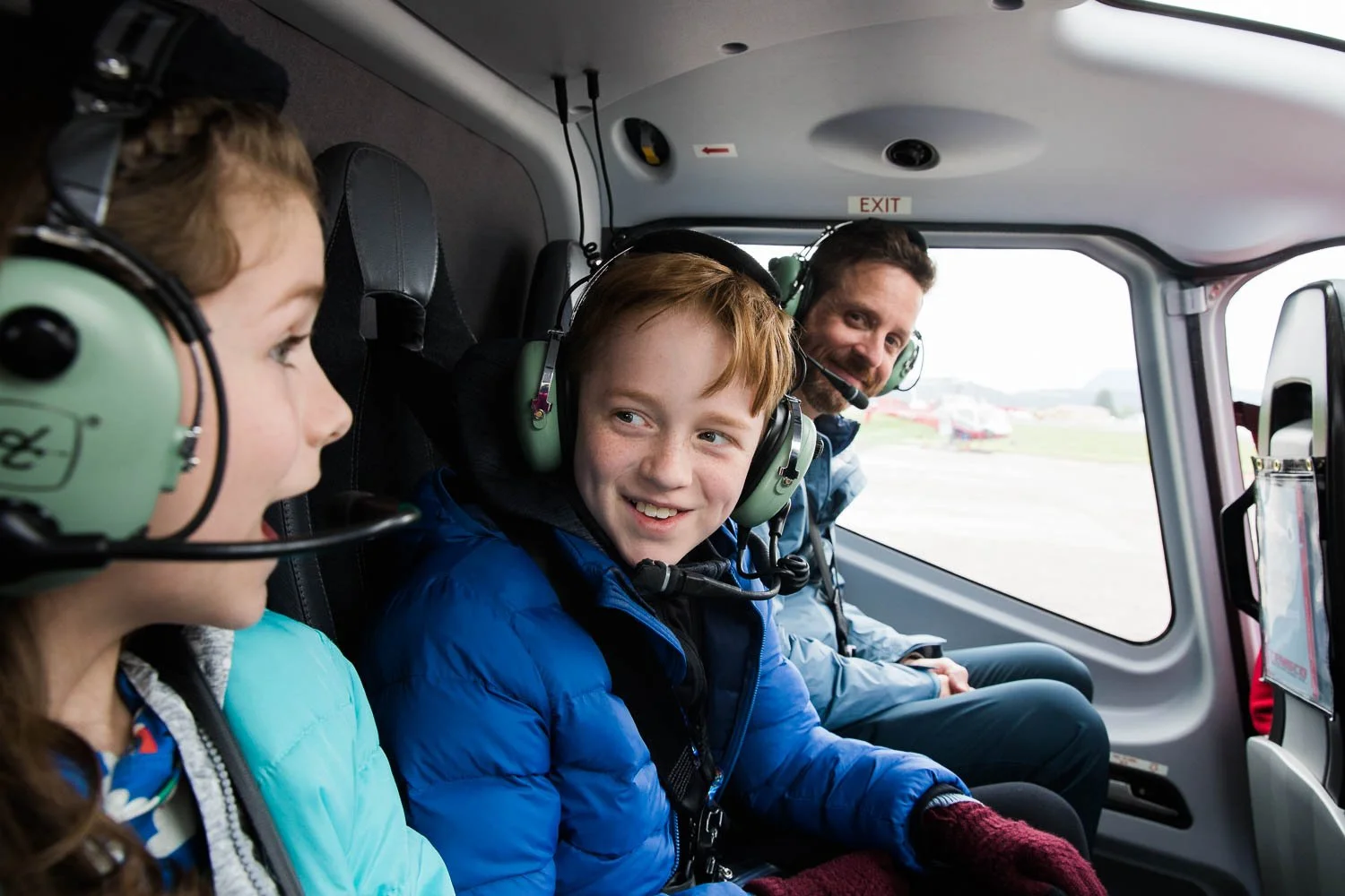 Family takes off for a helicopter tour in Juneau, Alaska.