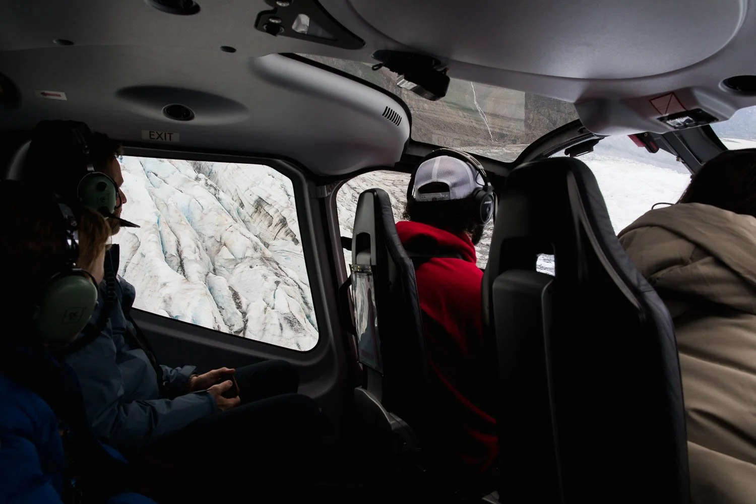 View through the helicopter windows in Alaska.