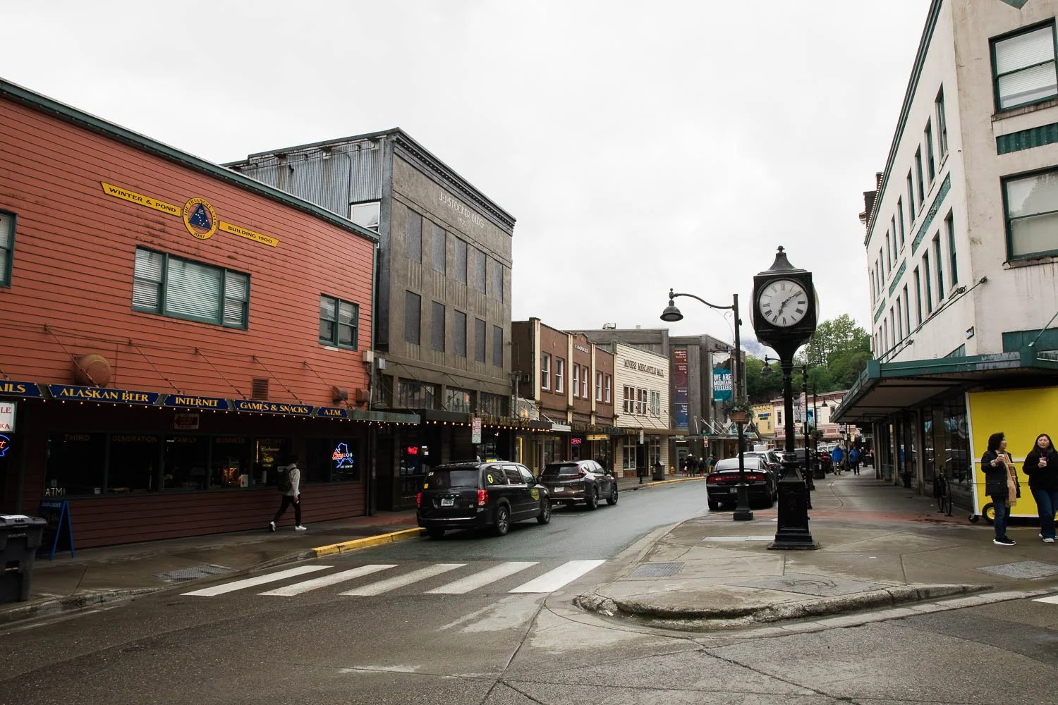 View looking down the Main Street in Juneau, Alaska.