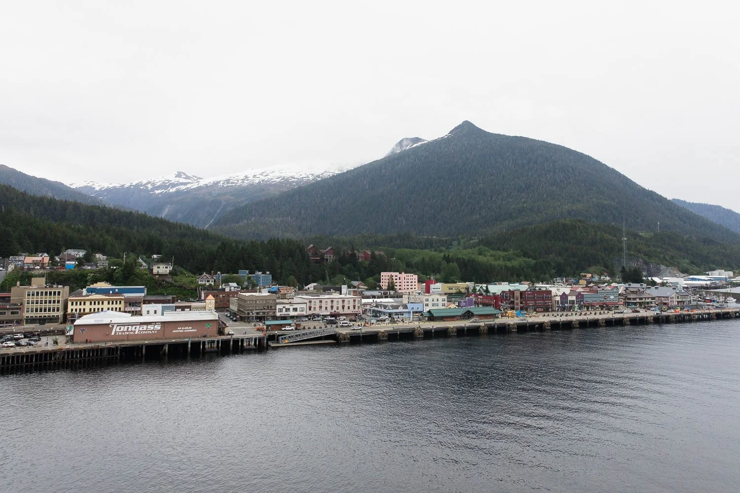 Disney Wonder docks in Ketchikan Alaska.