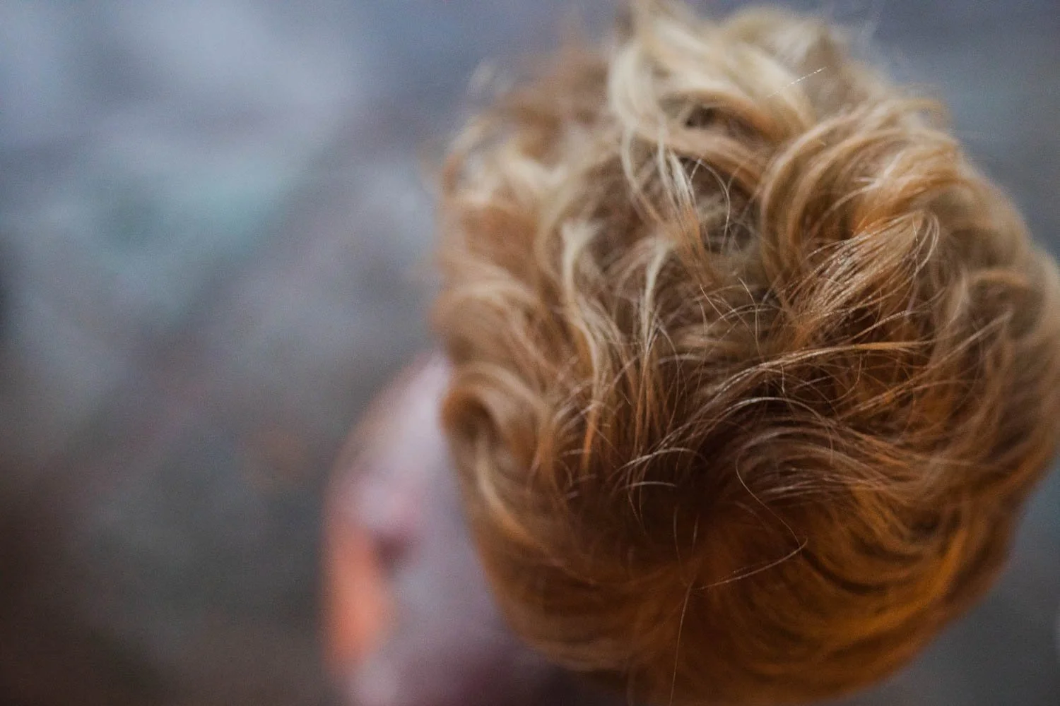 Up close image of a little boys hair.