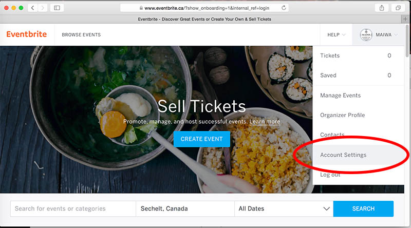 You will get a drop down menu. Click on "Account Settings" to enter your information.
