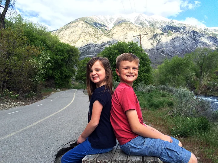 While we were walking in the canyon both of the kids really enjoyed throwing rocks into the river. 