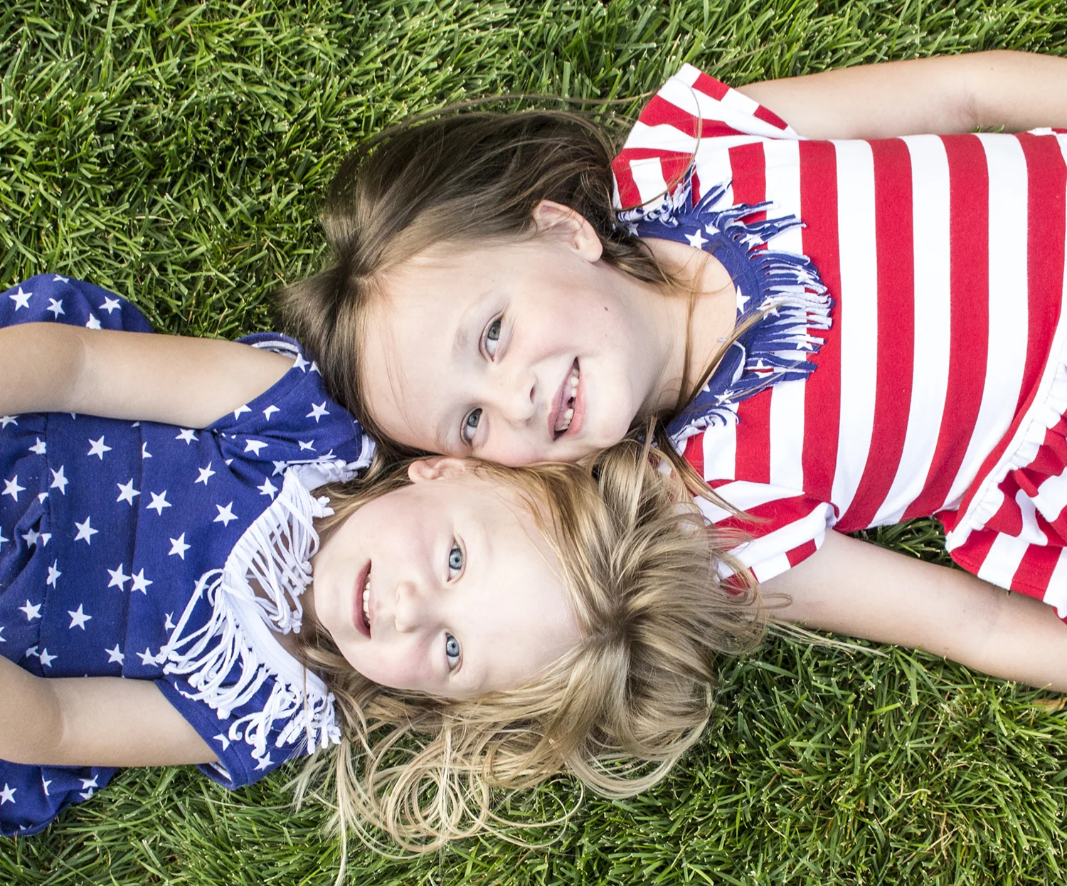 Penny and Abbey in their 4ourth of July outfits that Shauna made. 