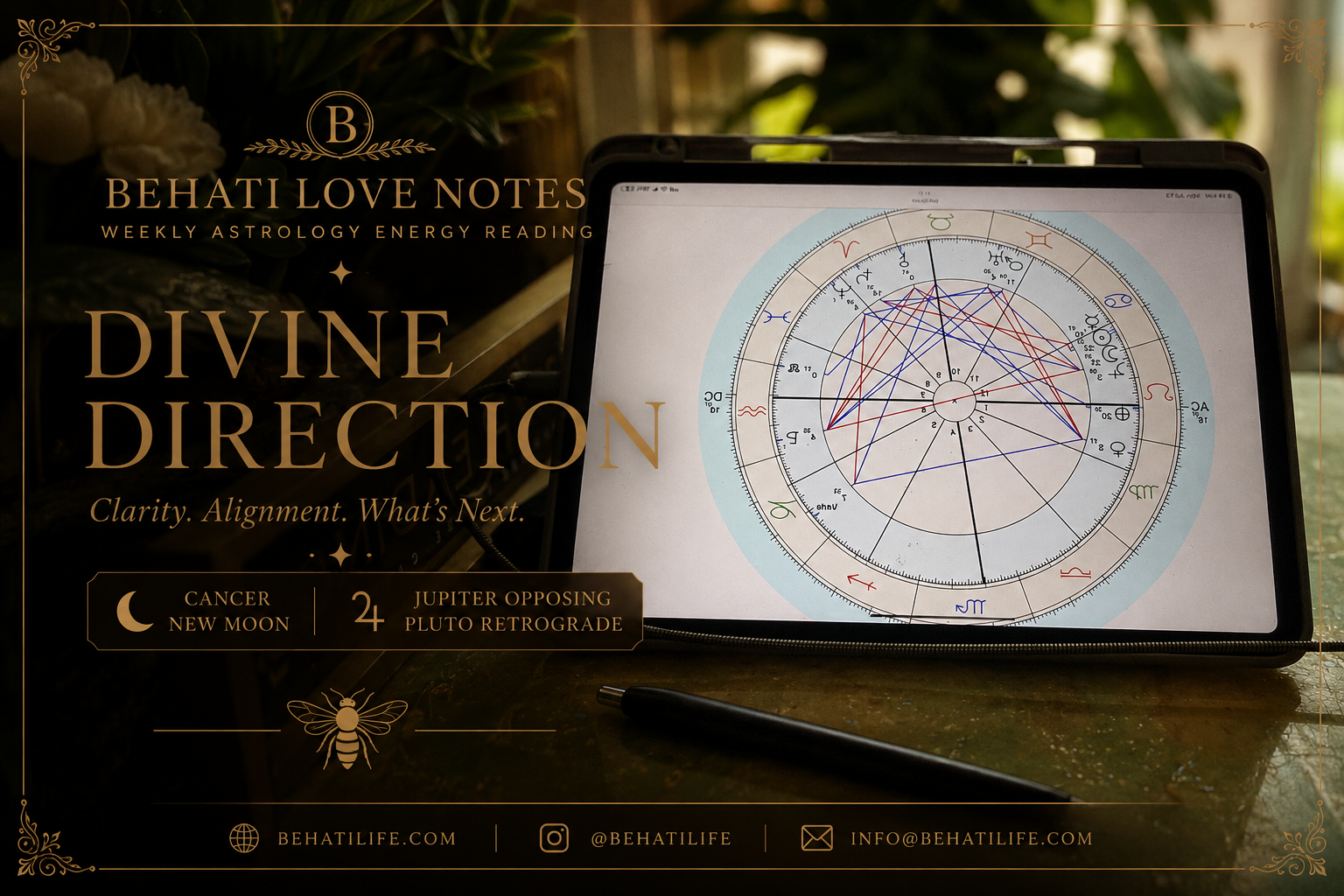 BLN • Divine Direction: Cancer New Moon, Jupiter Opposing Pluto Retrograde 