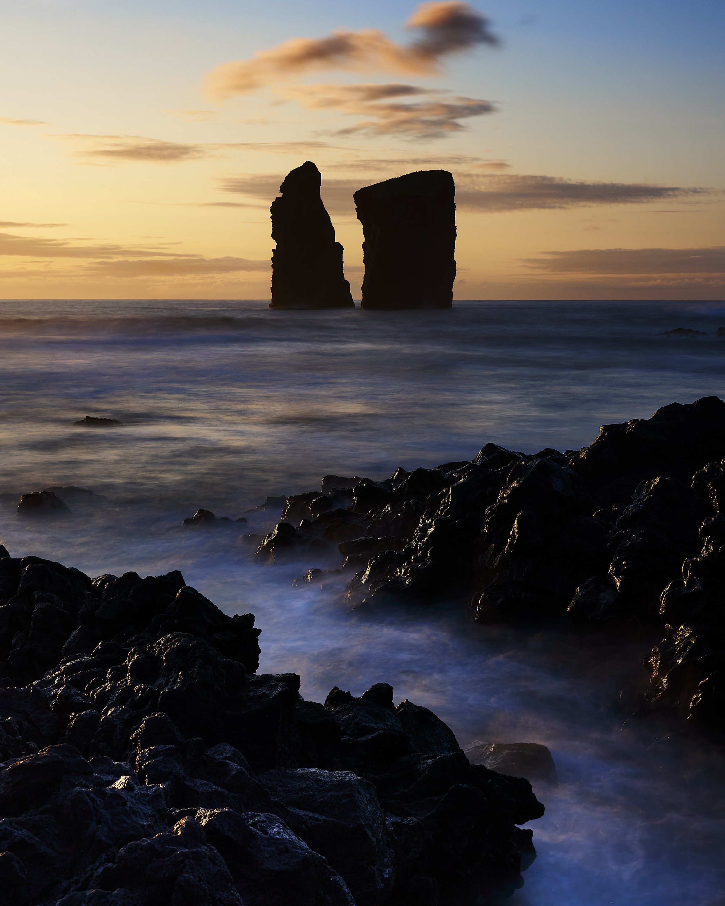Mosteiros Twin Rocks Sunset on Sao Miguel Island, Azores by Greg Frucci