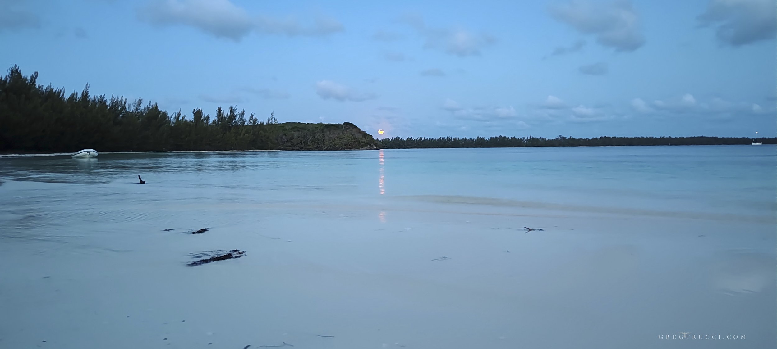 Full Moon Rising on Powell Cay, Bahamas by Greg Frucci