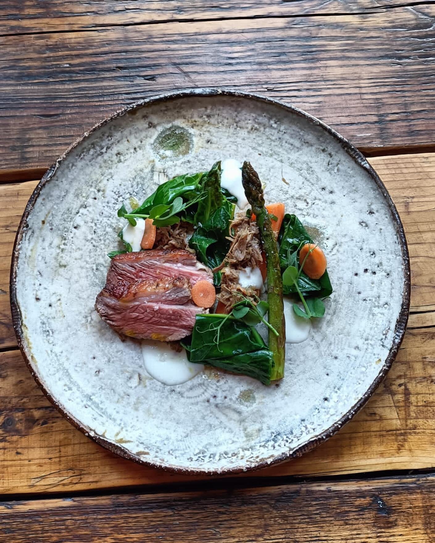 Lamb rumb, braised shoulder, confit carrot, spring greens, asparagus, sheep yoghurt.

Slow cooking is the way back to health. Slow food. 

Creating food with slow methods allows space and time for beneficial bacteria&rsquo;s to settle and get to work