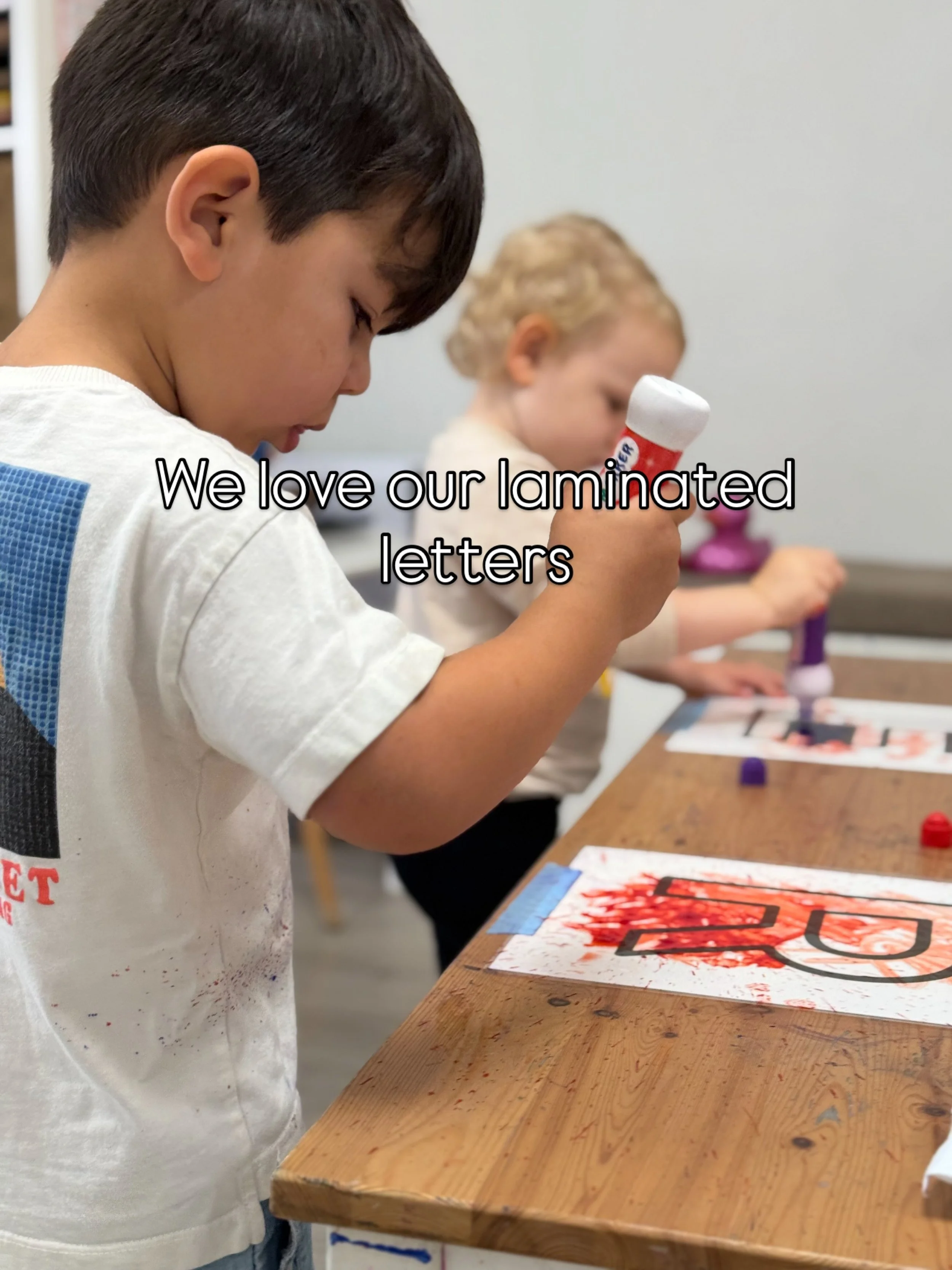 LAMINATED LETTERS 

We have lots of different ways for the kids to engage with the alphabet but these are a classic. They are great for letter recognition and pre-writing skills, and can be used in a ton of ways. 

Here&rsquo;s some ways we use them&
