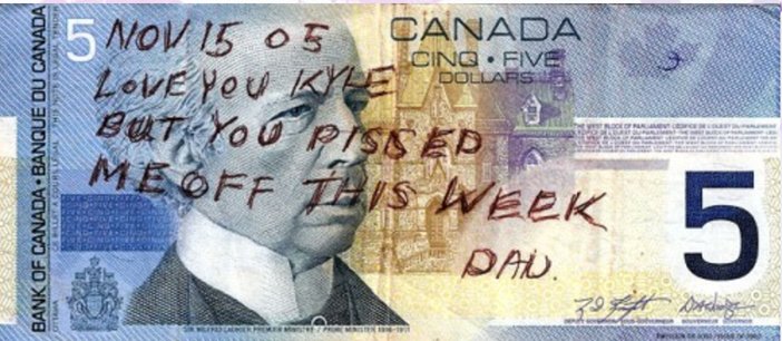 The hilarious dollar bill that inspired it all.