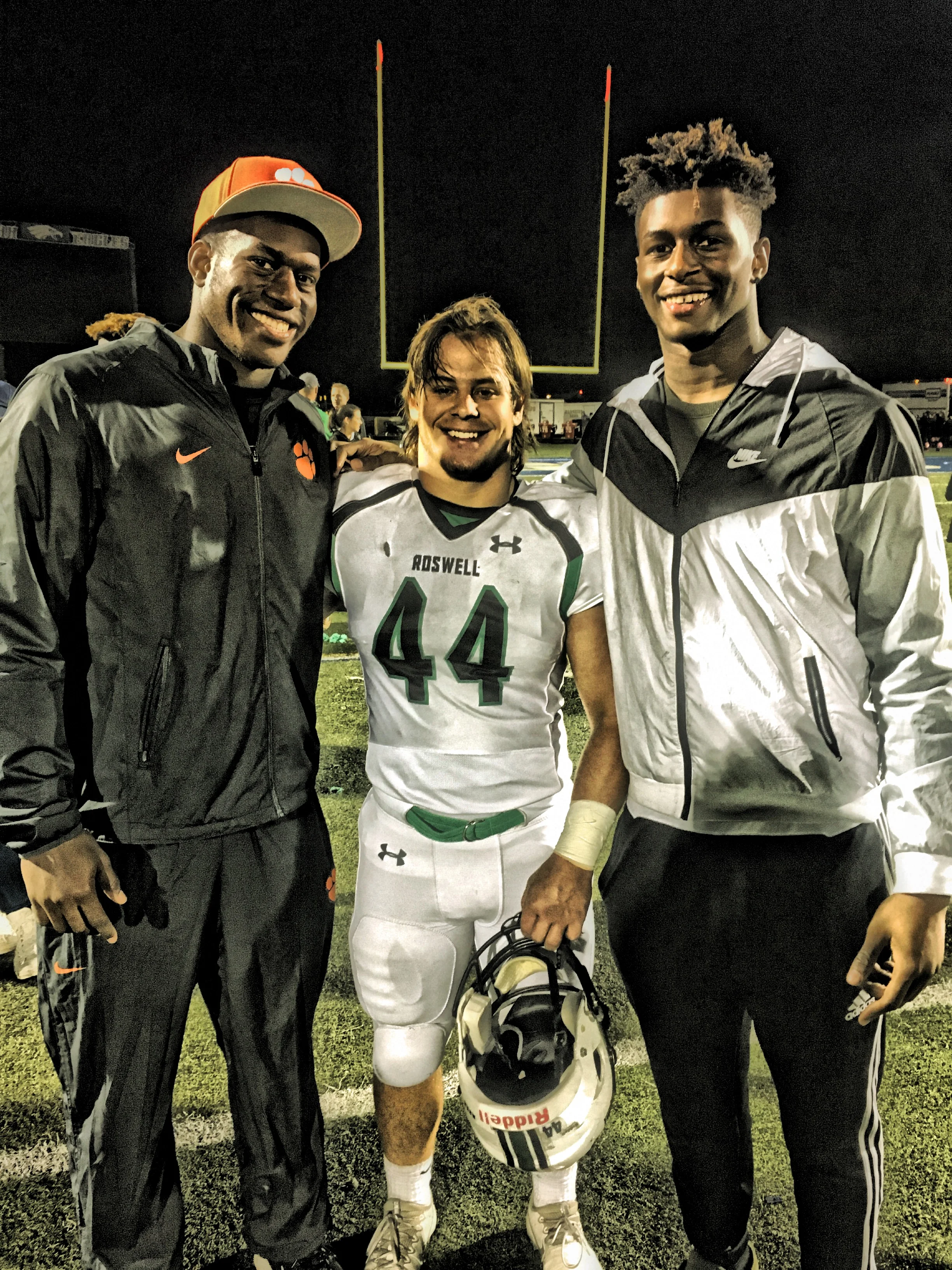 My son celebrating last week's win with Roswell alumni: Clemson's Tre Lamar and UNC's Tyrone Hopper.