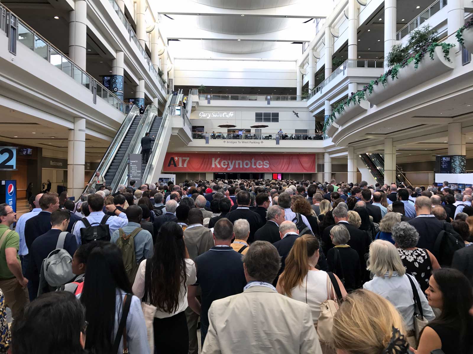 Crowd gathering for the conversation with Michelle Obama