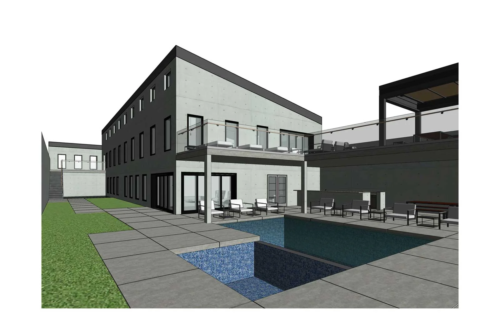 17x30 - Single Family High End Residence - Courtyard View