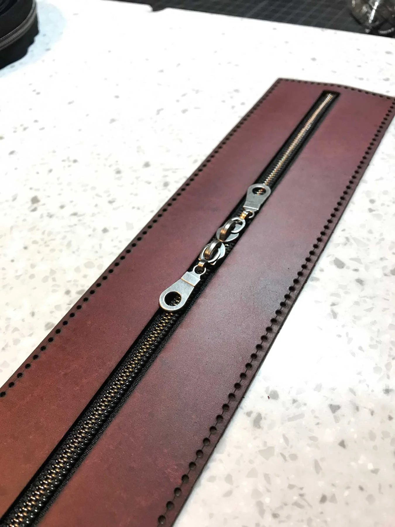 Leather Bag Zipper Detail