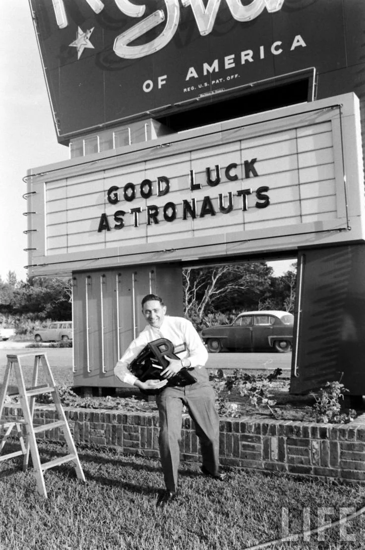Greg’s Dad, Henri Landwirth preparing to welcome the Mercury 7 Astronauts.