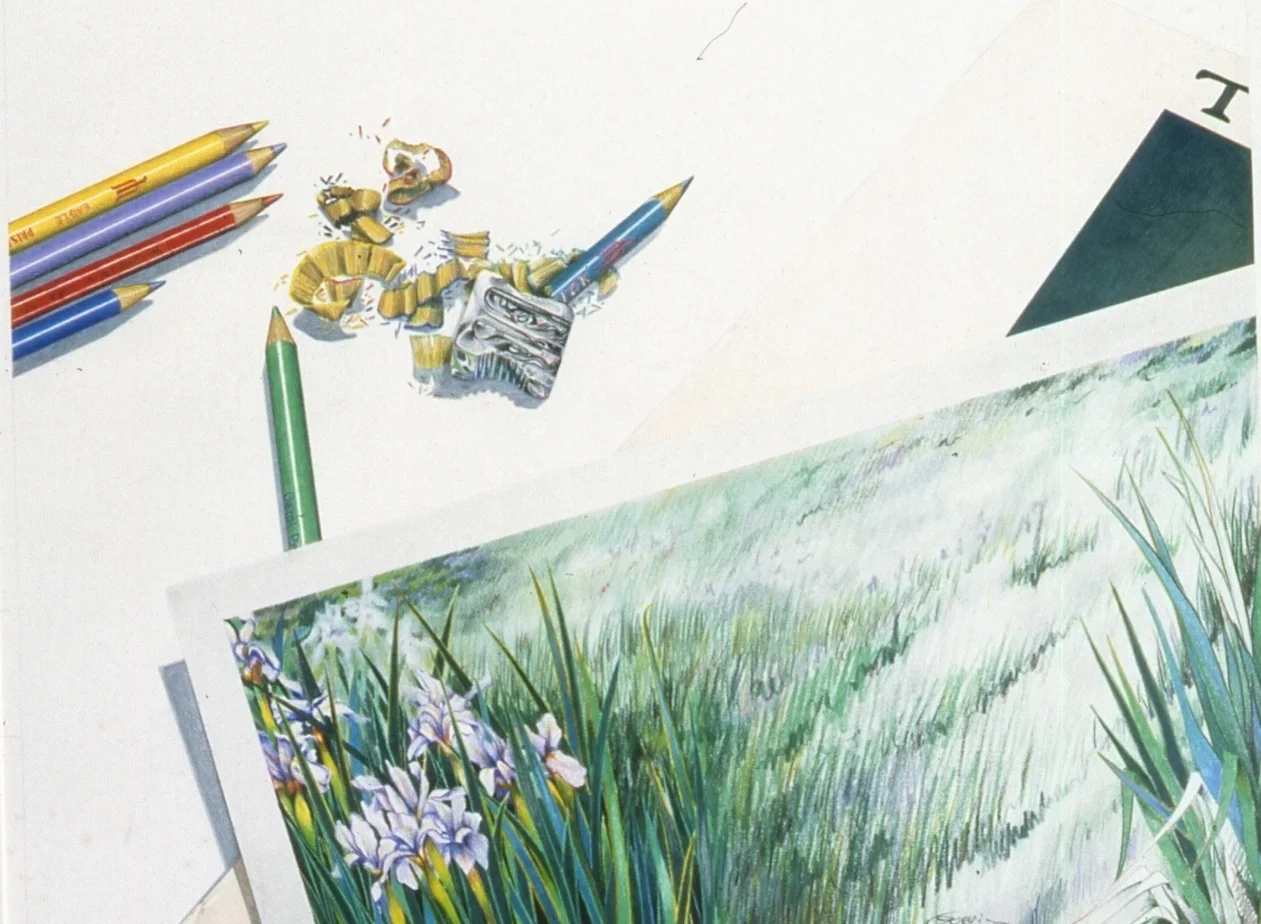 Reed Drawing with Pencils by Charles Guerin