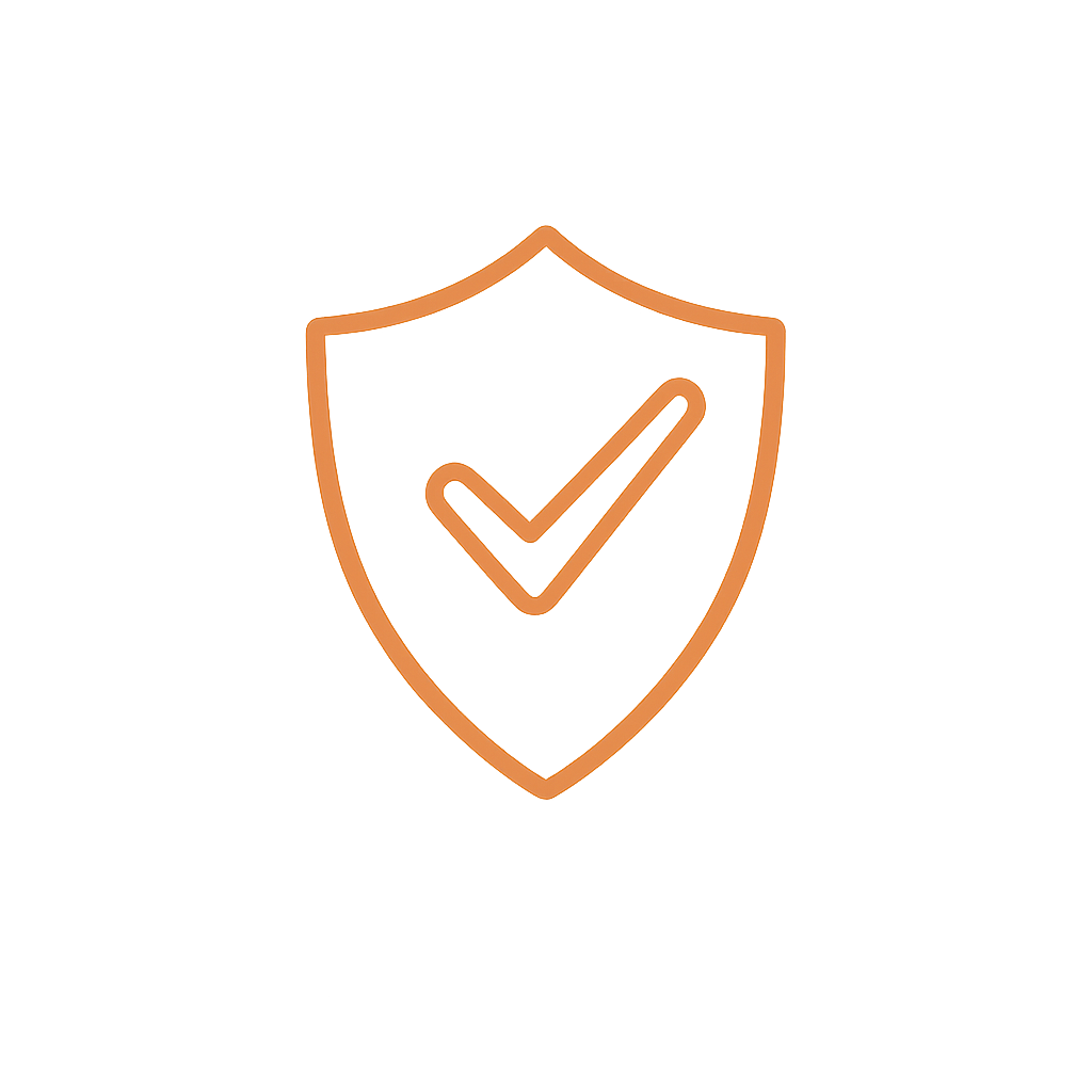 Icon of a shield with a checkmark inside, representing protection or security