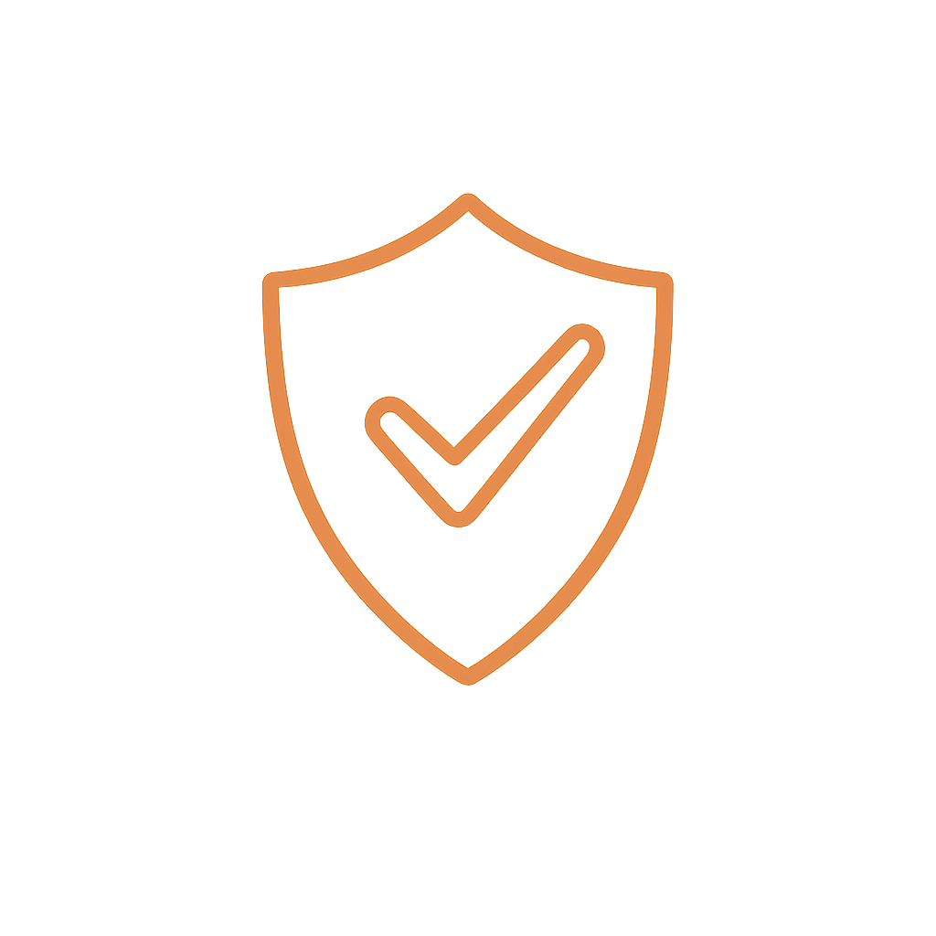 Icon of a shield with a checkmark inside, representing protection or security