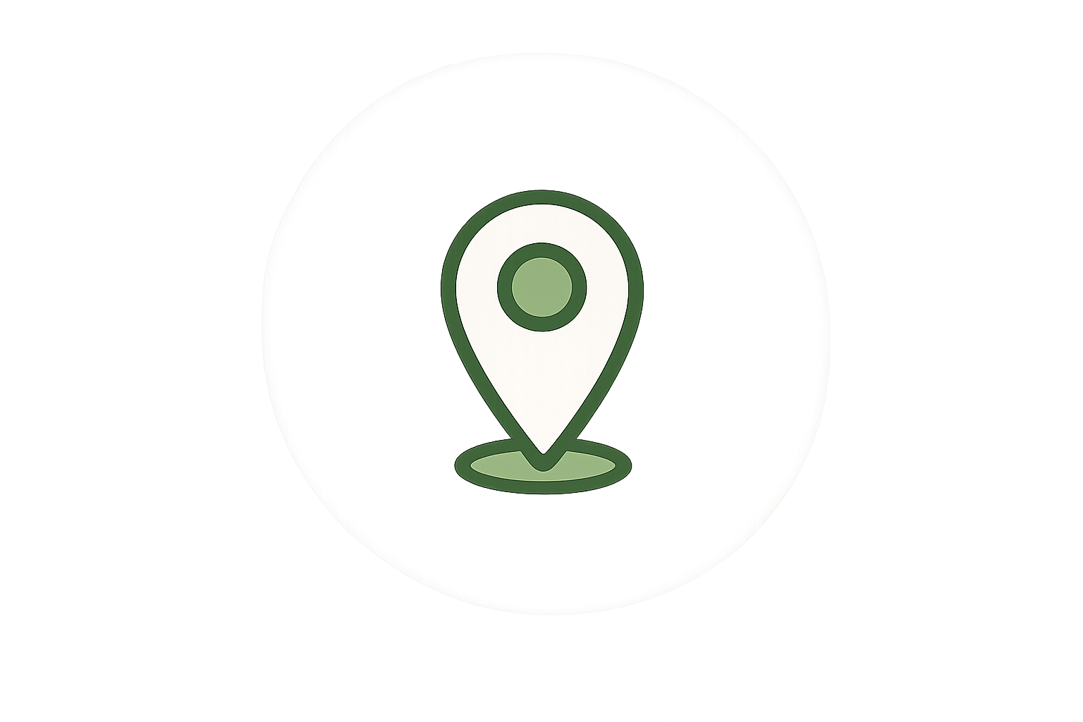 Green and white map location pin icon.