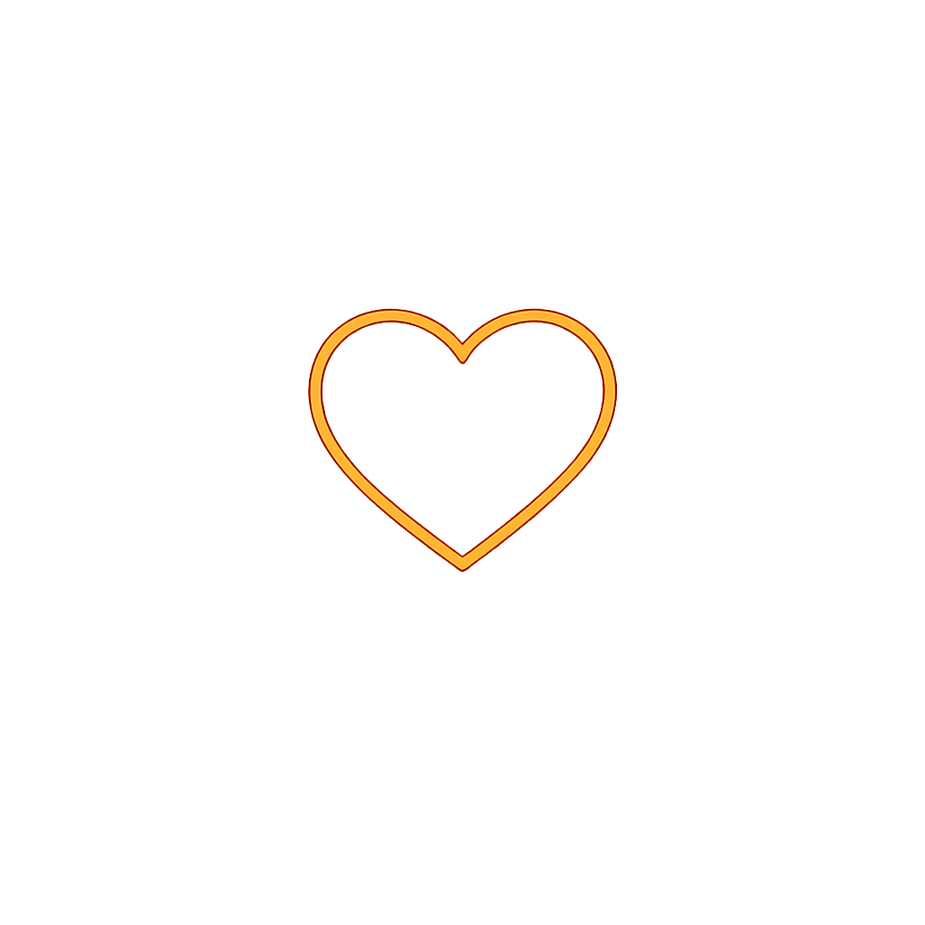 Neon orange heart outline on a black background.