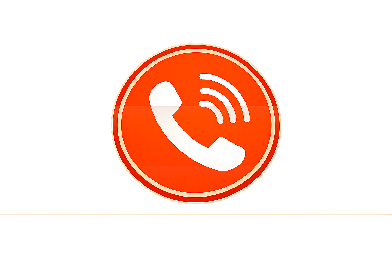 Red circular icon with a white telephone receiver and sound waves, indicating a call or communication feature.