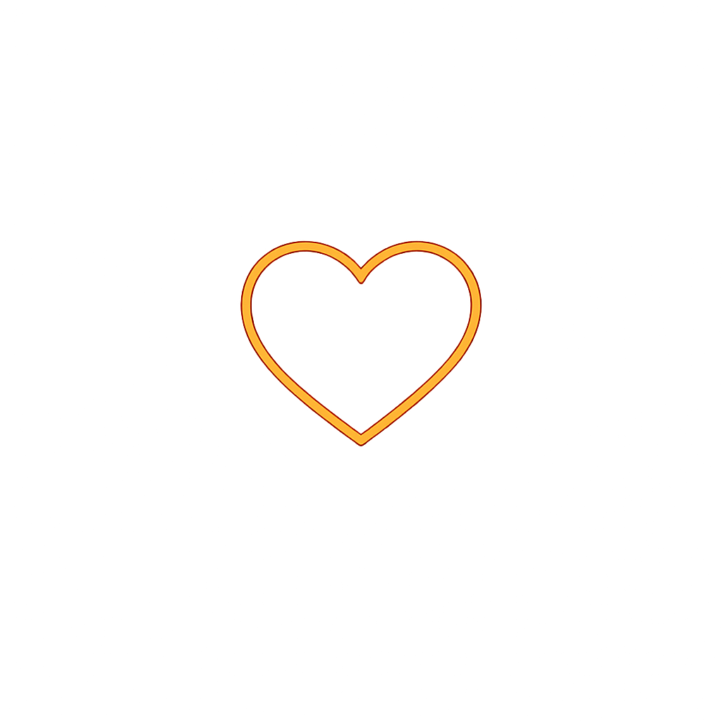 Neon orange heart shape glowing in the dark.