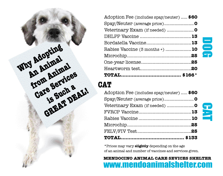 ADOPTION FEES — Ukiah Animal Shelter