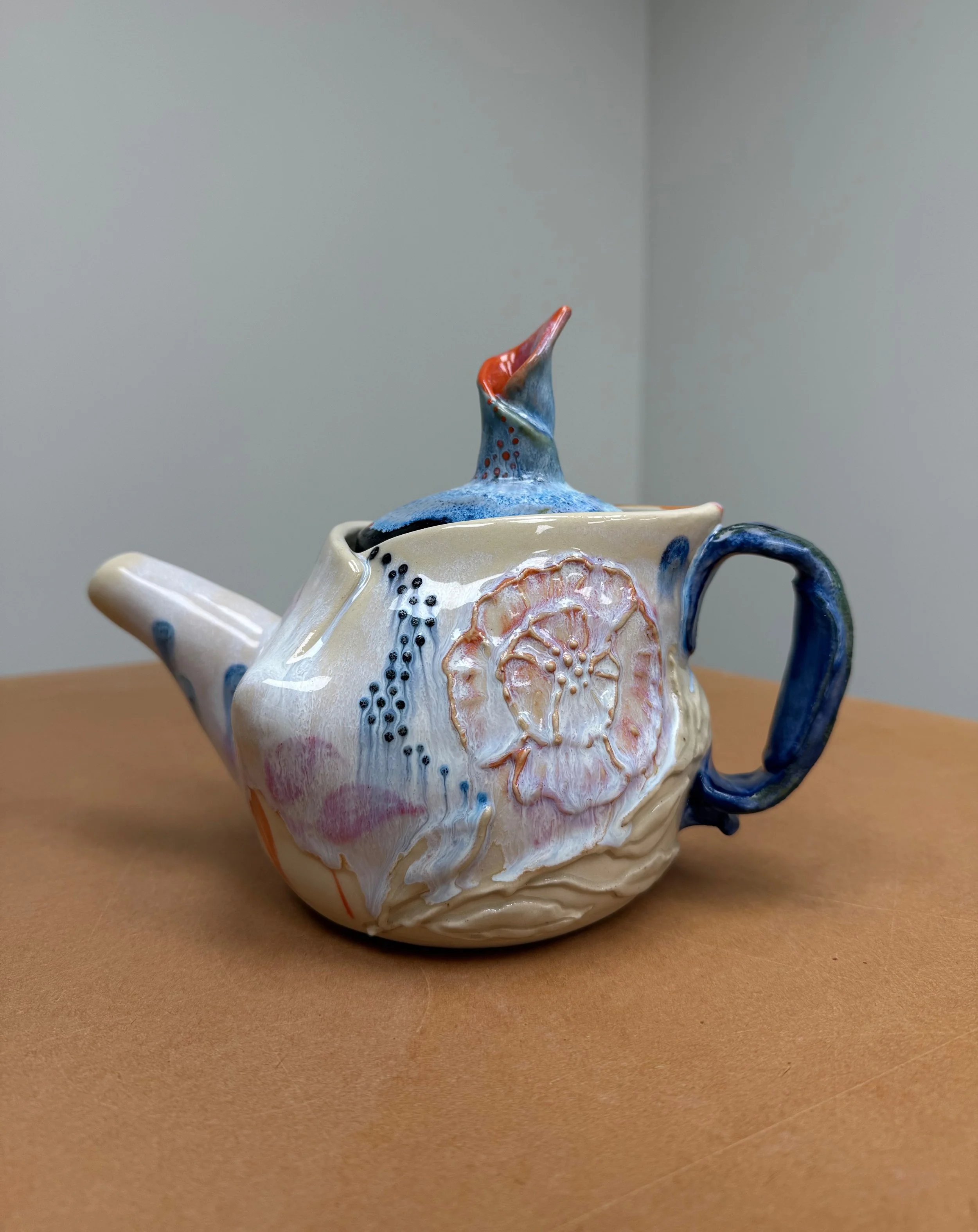 Teapot with Orange Leaves - Joan Martin