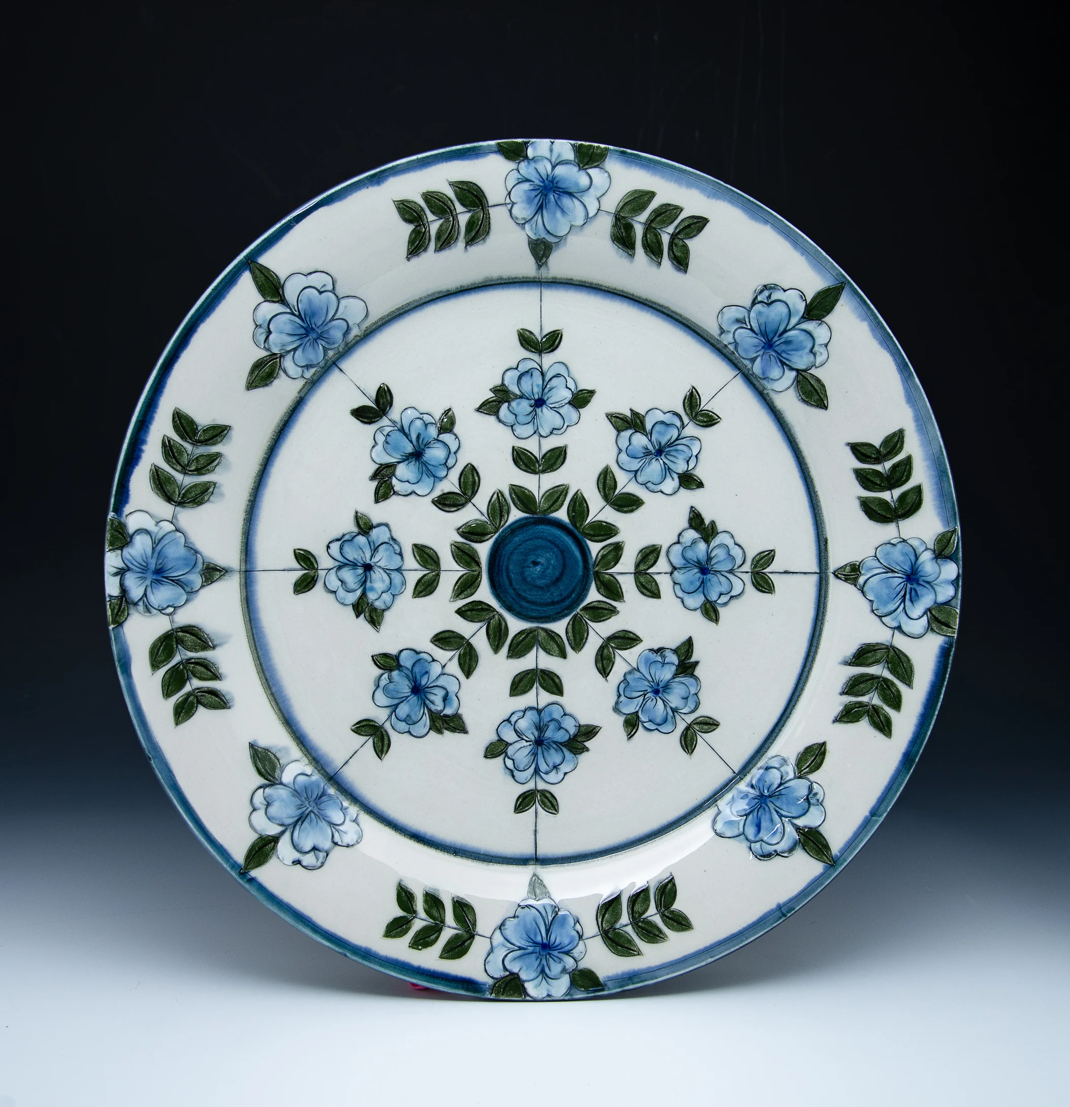 Blue Floral Porcelain Platter
