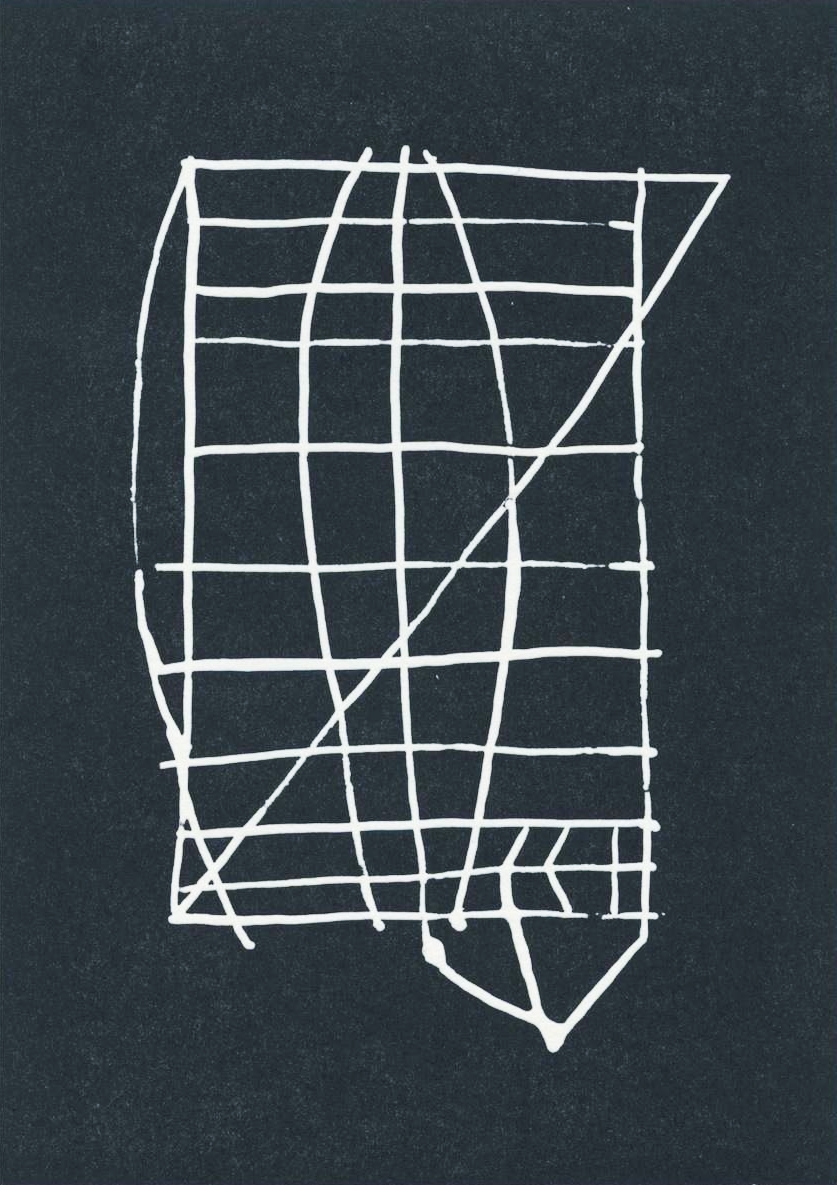 Polymer print plate of a drawing of a Micronesian stick chart. 2011