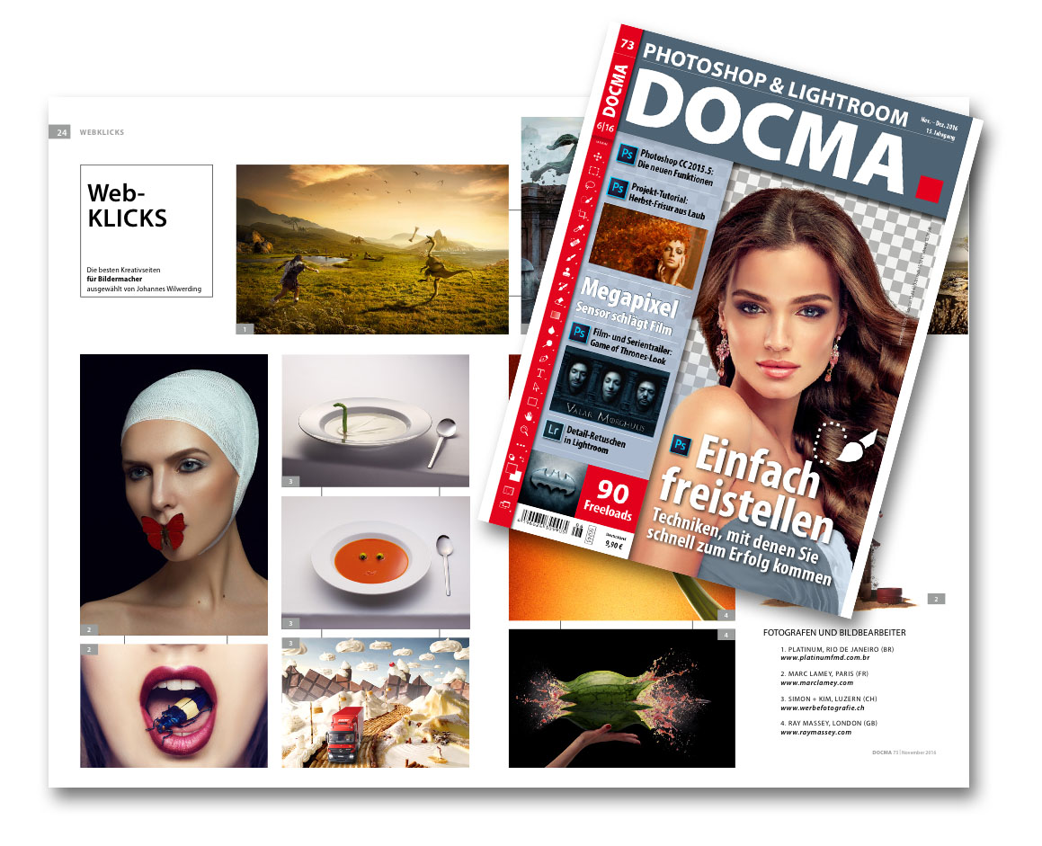 Feat. in DOCMA Magazin. Germanys biggest magazin for Photographers and Retouchers.