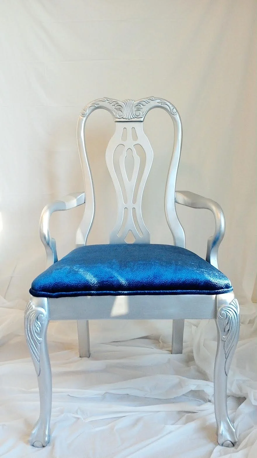 Classic Silver Blue Chair- SOLD / REPLICA CAN BE MADE 