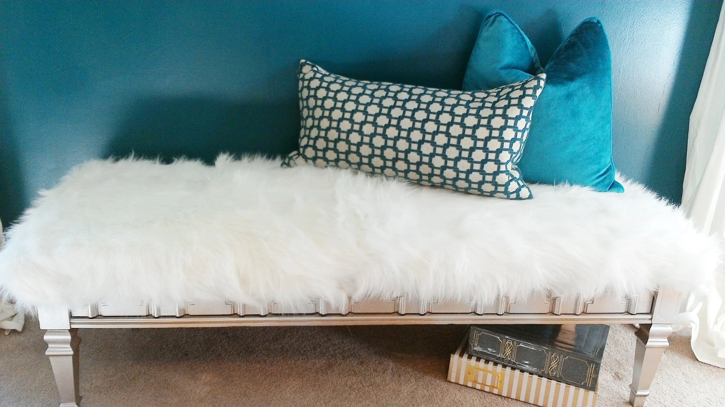 Francine White Fur Faux Bench -SOLD / REPLICA CAN BE MADE 
