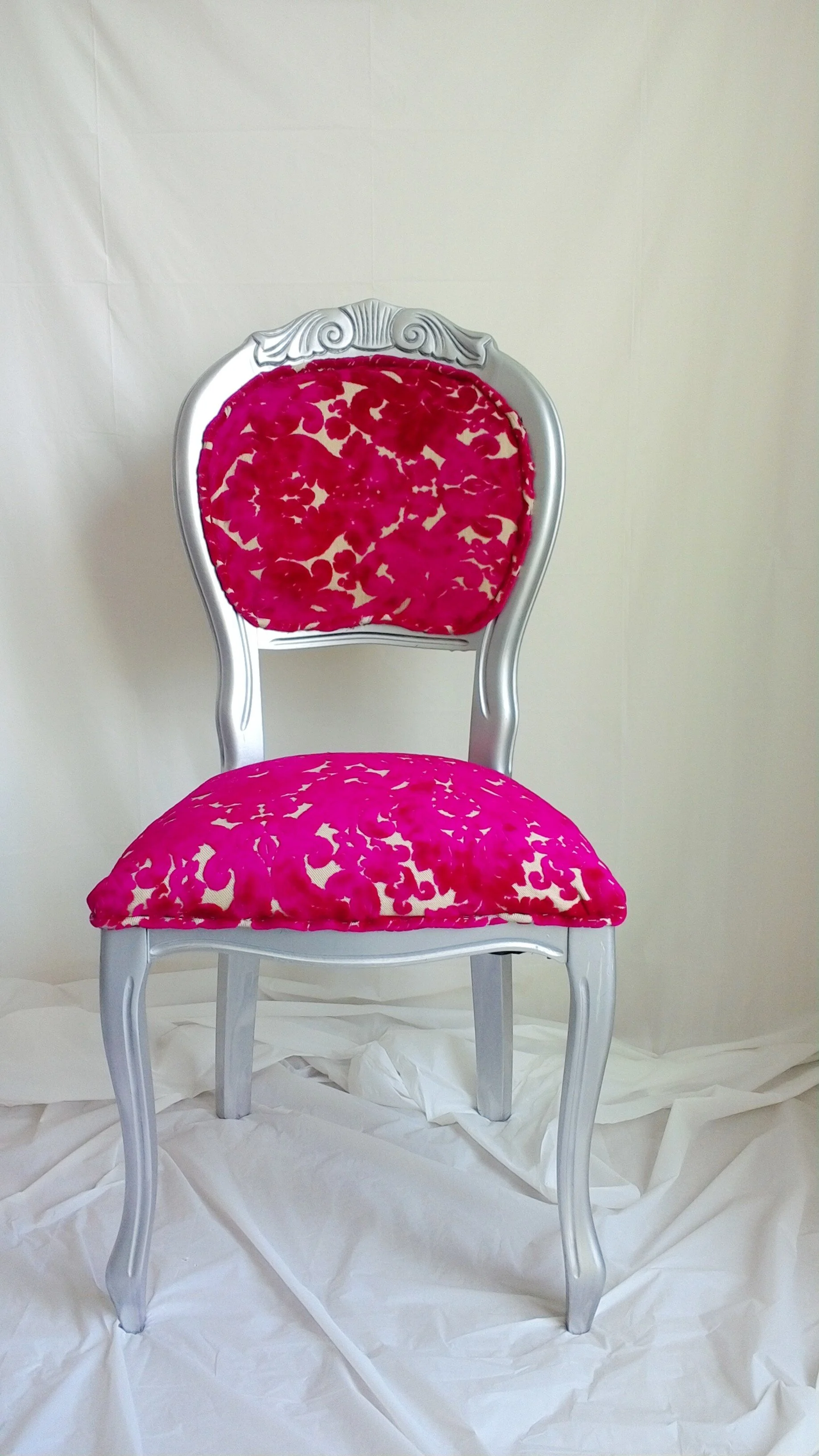 Te Anna Pink &amp; Silver Chair - SOLD /  REPLICA CAN BE MADE 