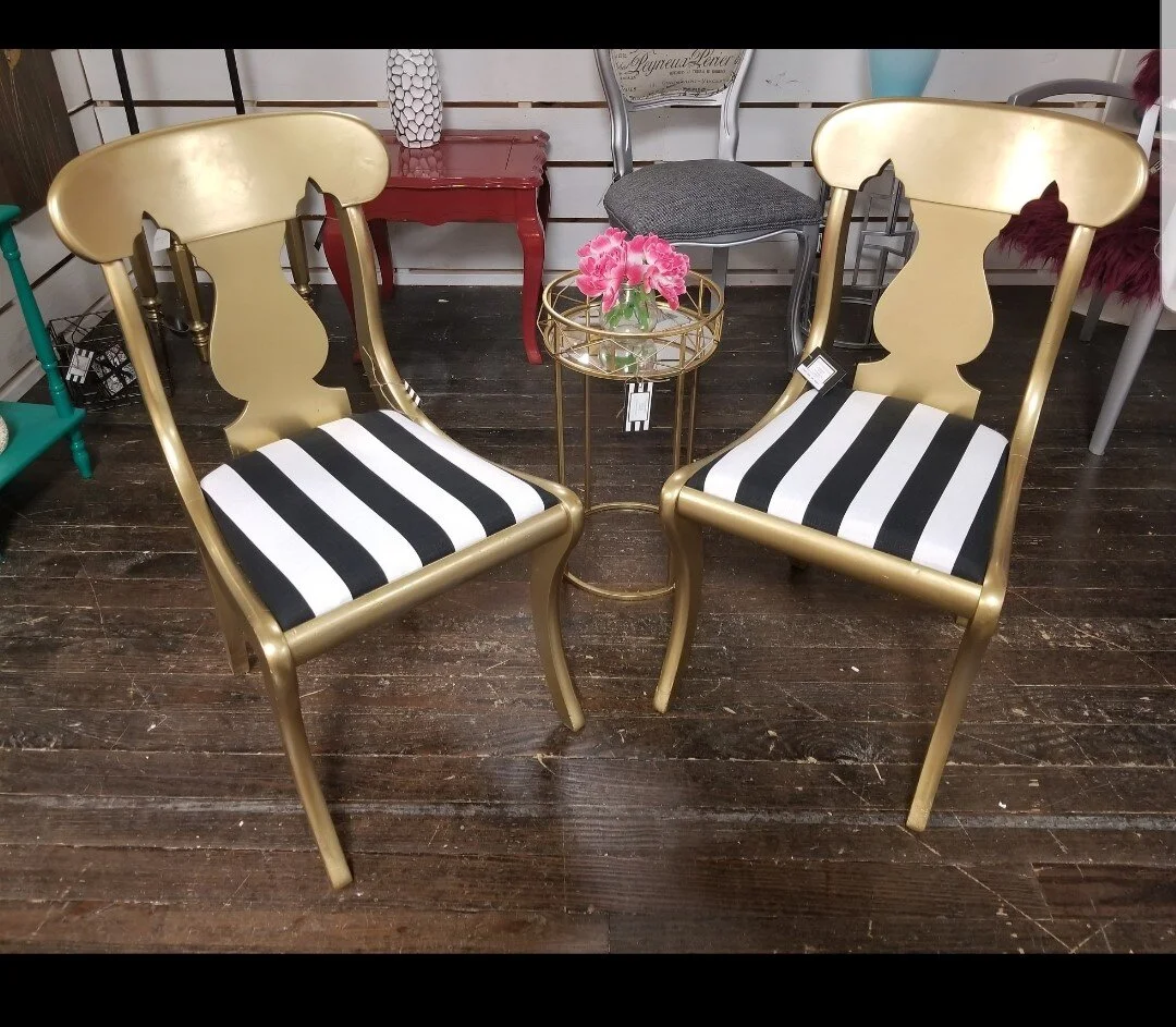 Beatrice Black and White Striped Chair- SOLD / REPLICA CAN BE MADE