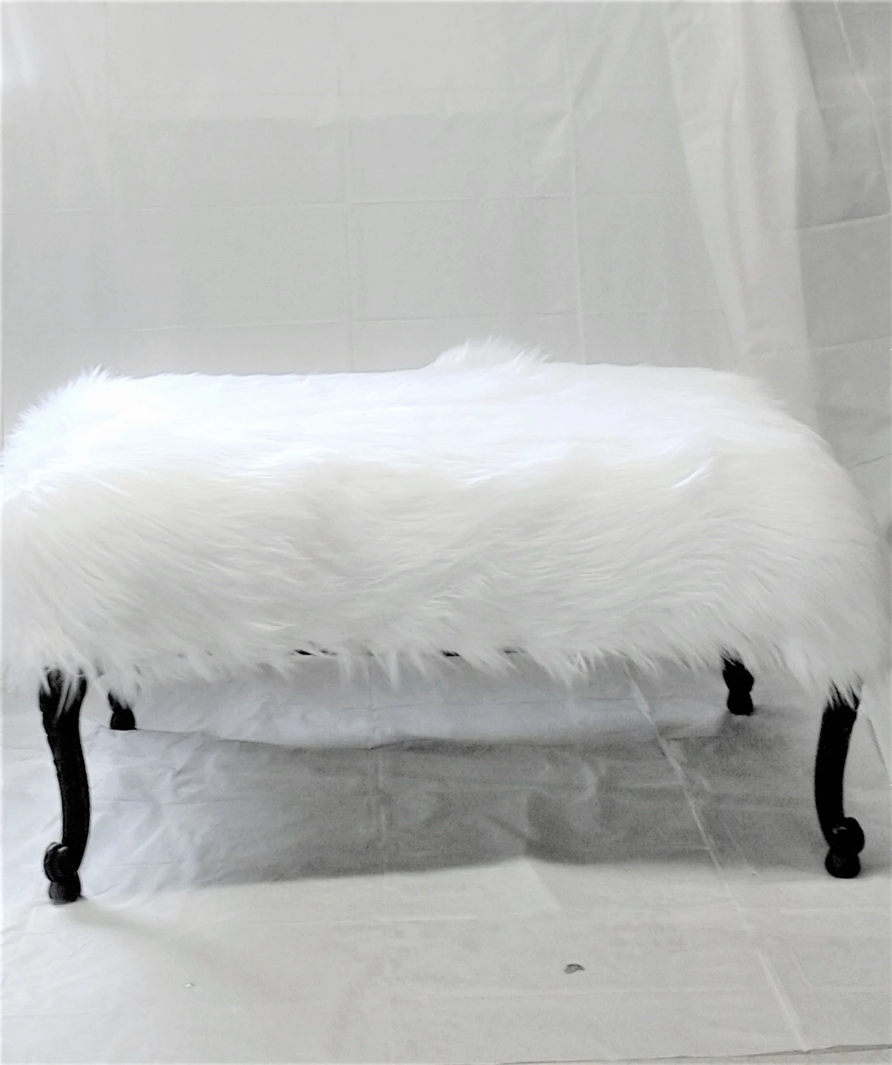 White Faux Fur Bench - SOLD / REPLICA CAN BE MADE 
