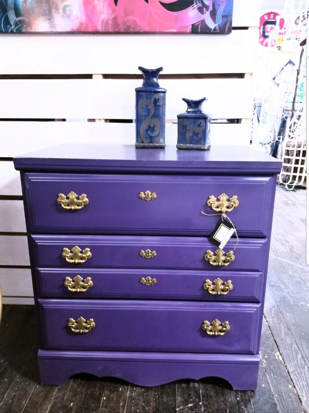 Vintage Custom Hand Painted Purple Dresser | GranolaGirlTreasures