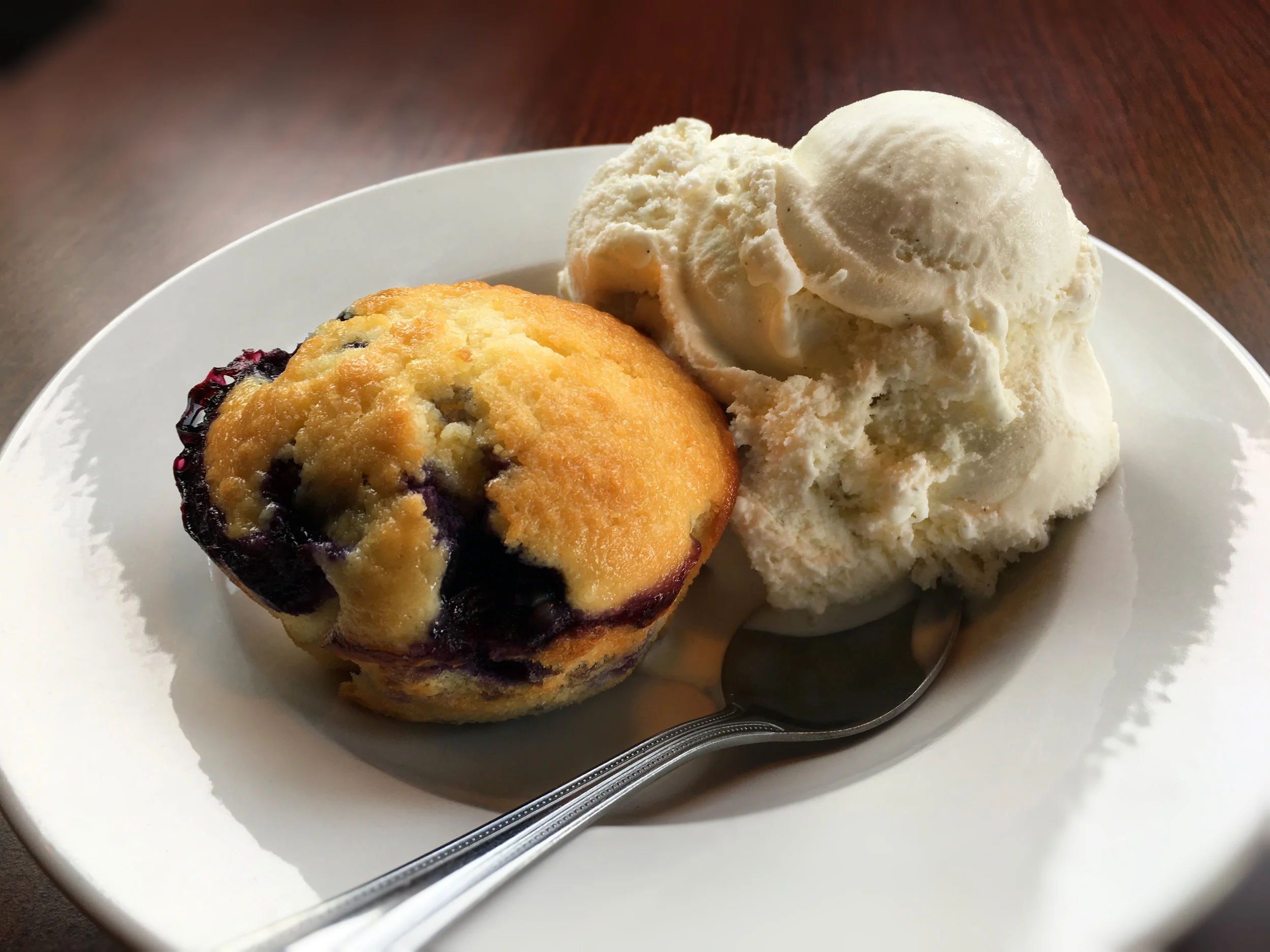 Blueberry Muffin with Ice Cream Dessert