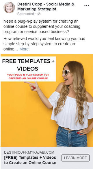 Course in a Box Facebook Ad