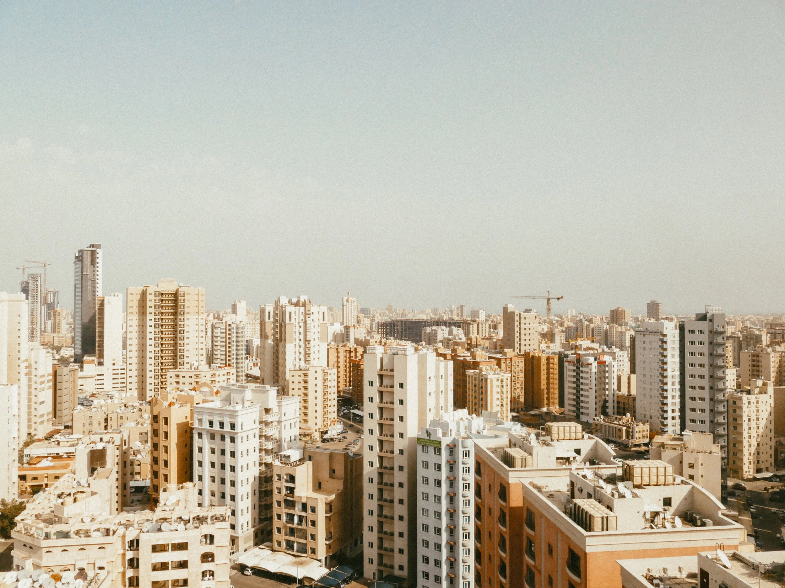 Overlook of Kuwait City buildings, Kuwait, UAE, Middle East.