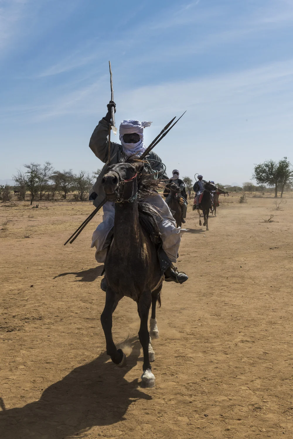 Colourful horse riders at a Trribal festival, Sahel, Chad, Africa