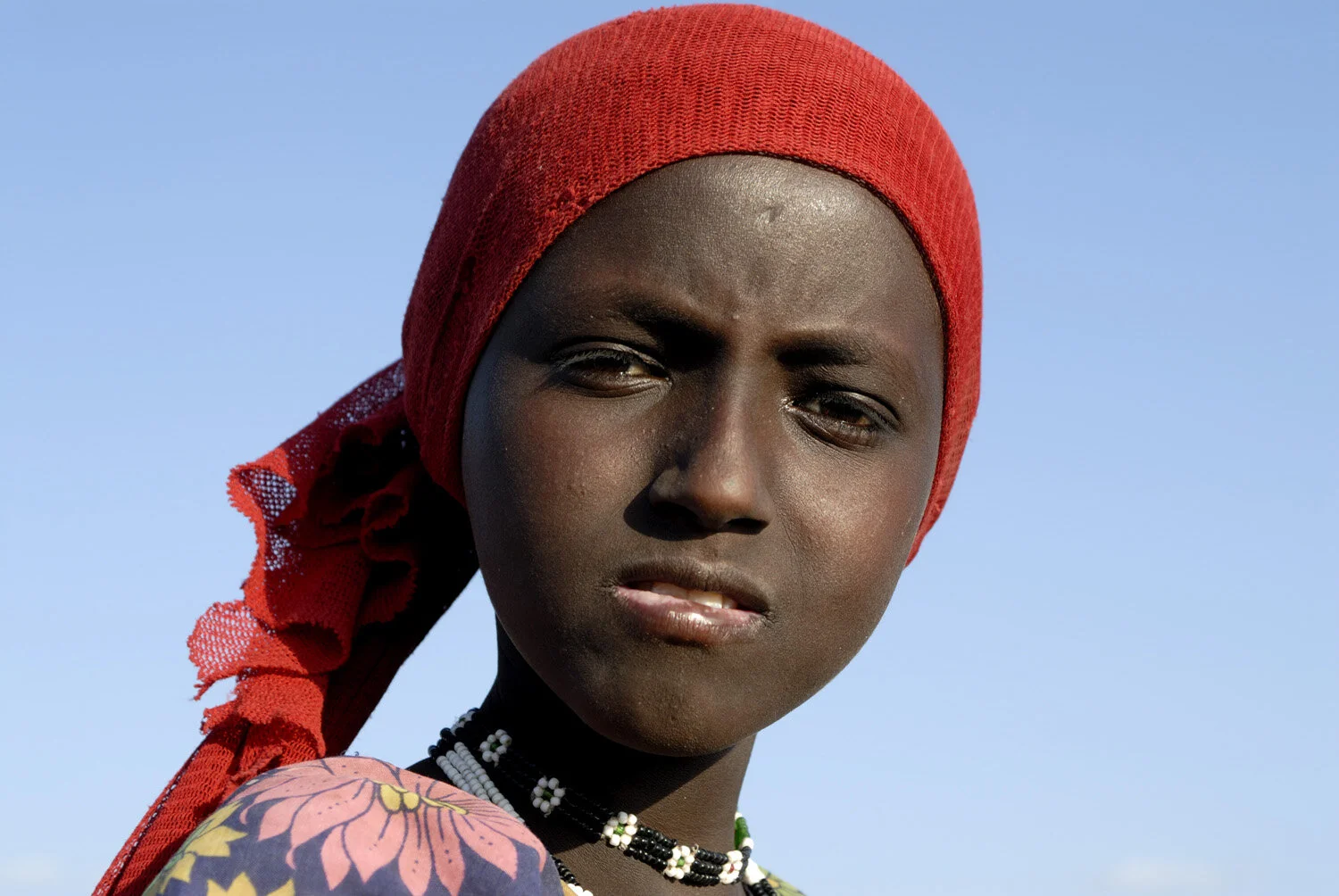 sceptical young Afarbedouin-girl, Lake Abbe,Djibouti