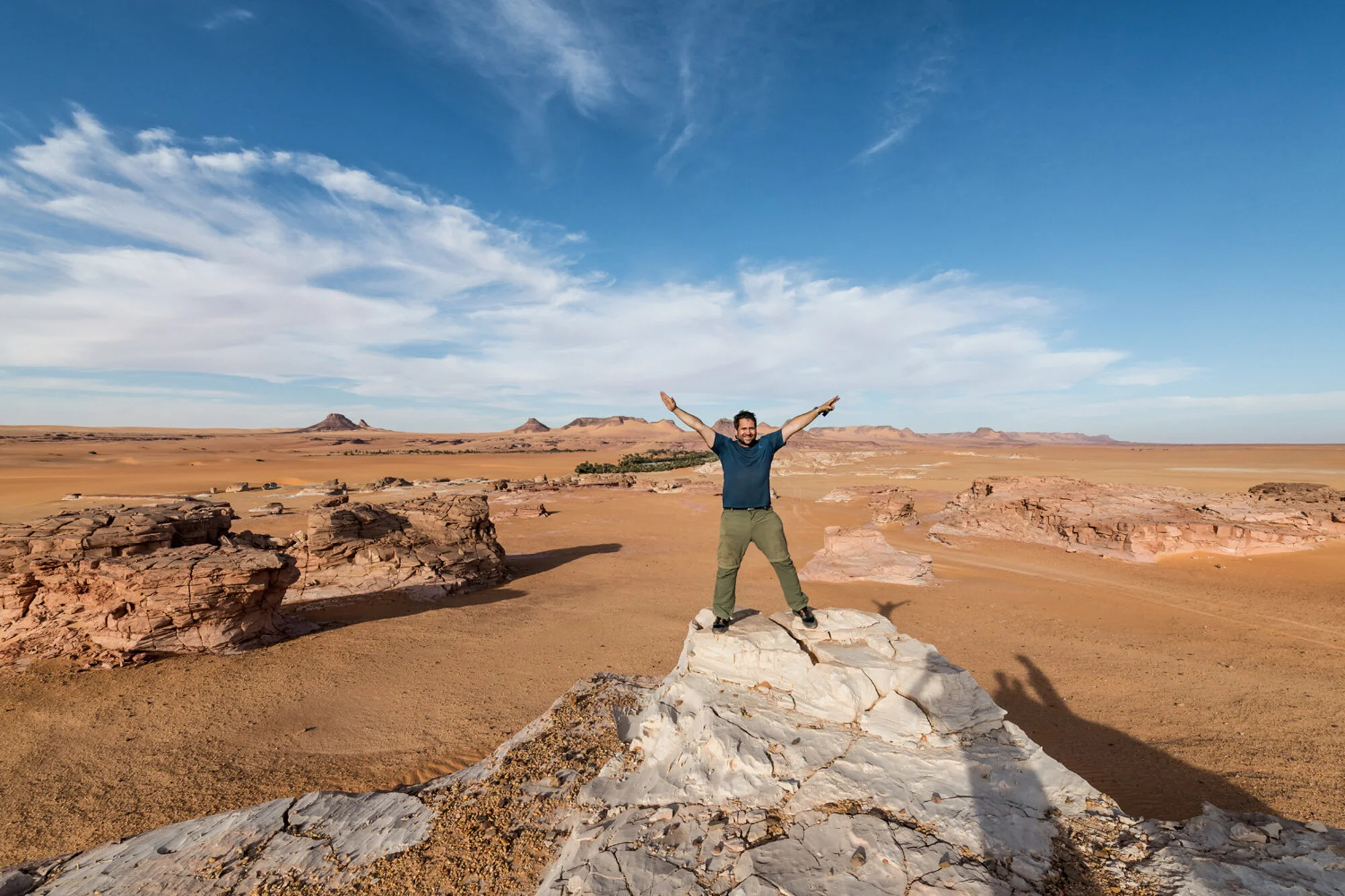 Man enjoying the beautiful desert scenery in northern Chad, Africa