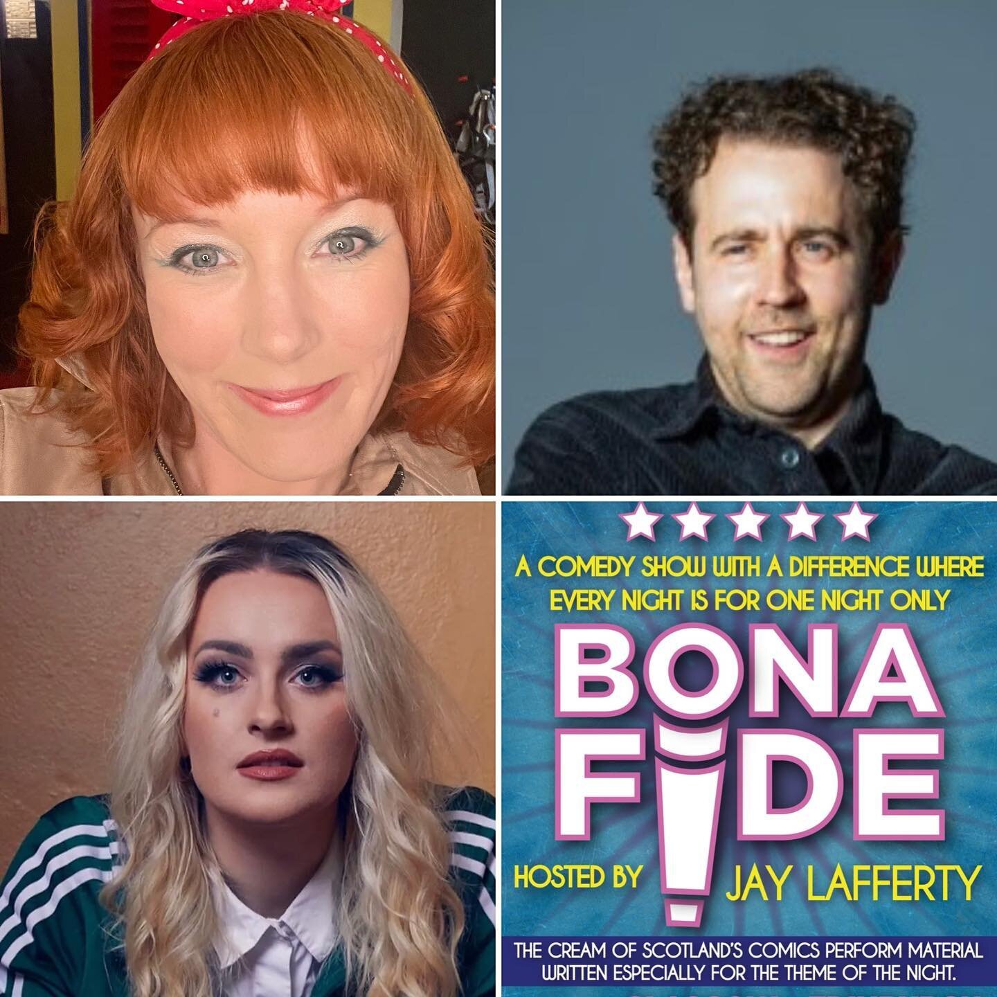 Bona Fide Thursday 25th @thestandglasgow the cult theme night where every show is for one night only. 

Join host @jayjaylaffs as she invites top comics to take on the challenge of writing brand new material to the theme of the night. 

This months l